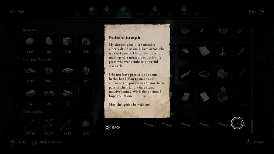 Assassin's Creed Valhalla Poción de fuerza Guía del mapa del tesoro - Pista