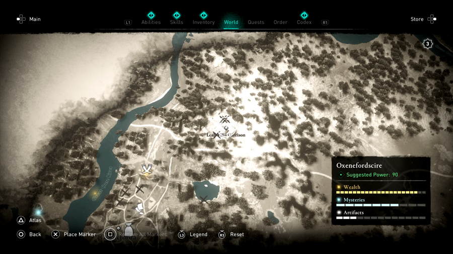 La ubicación del torno 1 AC Valhalla