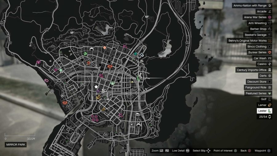 Mapa que muestra dónde comenzar Diamond Casino Heist en GTA Online