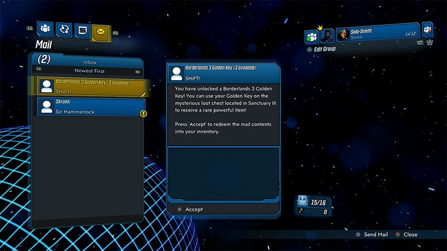 Llaves de oro en Borderlands 3