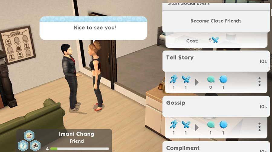 La opción de chismes móviles de Los Sims