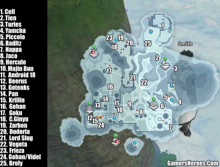 Mapa del instructor de Dragon Ball Xenoverse 2