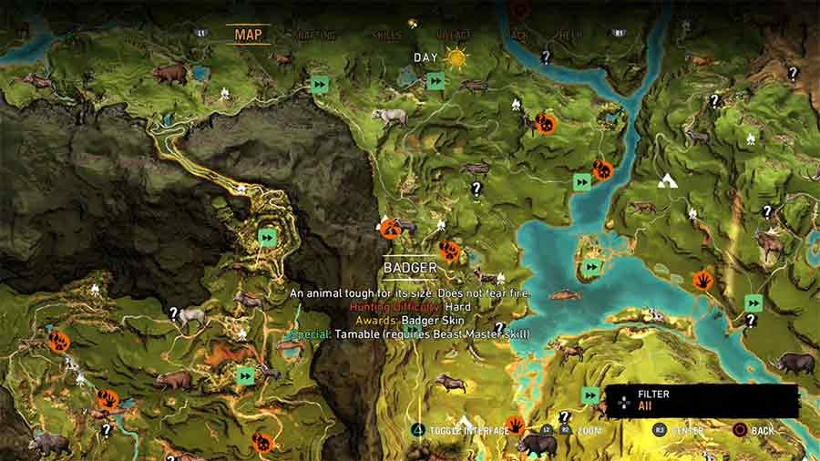 Dónde encontrar pieles de tejón en Far Cry Primal