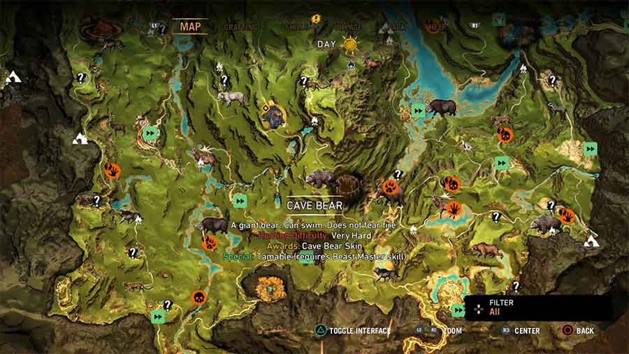 Dónde encontrar pieles de oso cavernario en Far Cry Primal