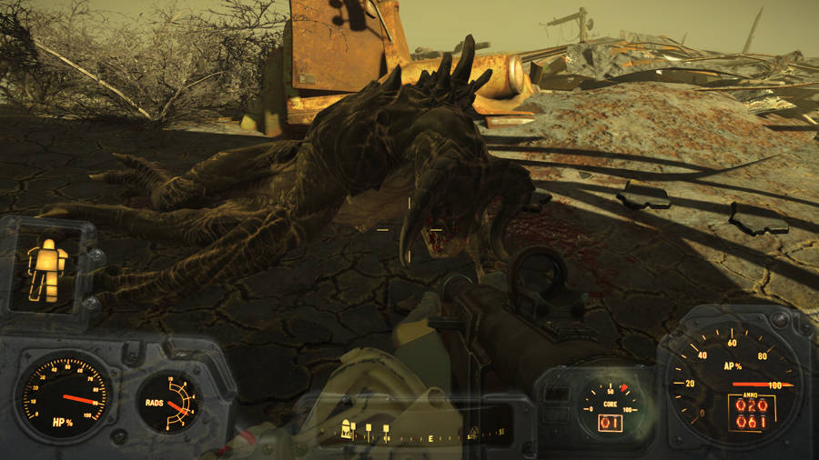 Un Deathclaw mortal, icónico de la franquicia de Fallout ... Bueno, era mortal antes de que le diera una siesta.