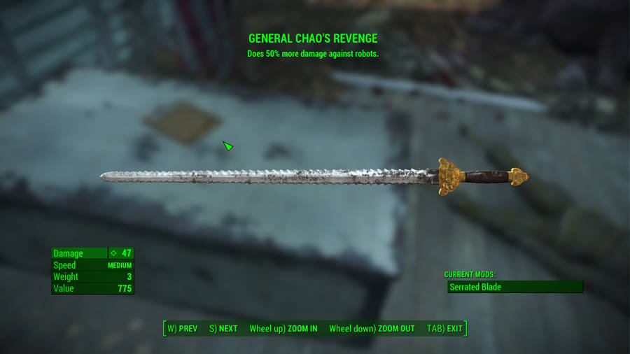 Dónde encontrar las mejores armas en Fallout 4: la espada de venganza del general Chao