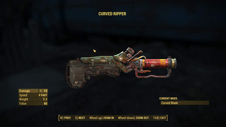 Dónde encontrar las mejores armas en Fallout 4 - Curved Ripper