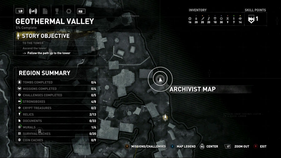 Mapa 1 del Valle geotérmico de Rise Of The Tomb Raider