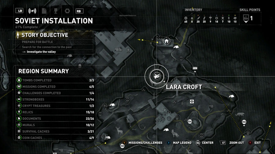Mapa de misiones de Rised Of The Tomb Raider 4