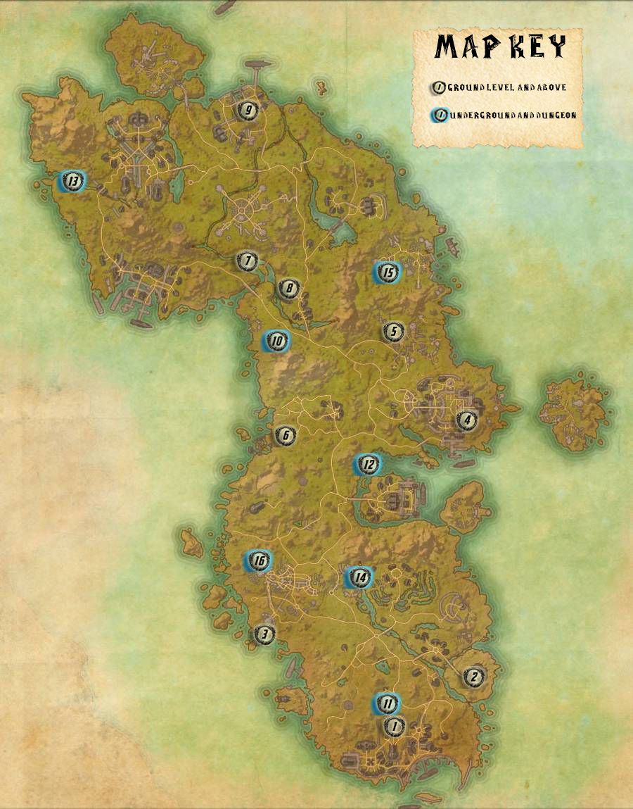 Guía del mapa de ubicaciones de Auridon Skyshards
