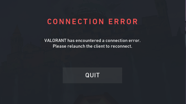 Valorant ha detectado un error de conexión
