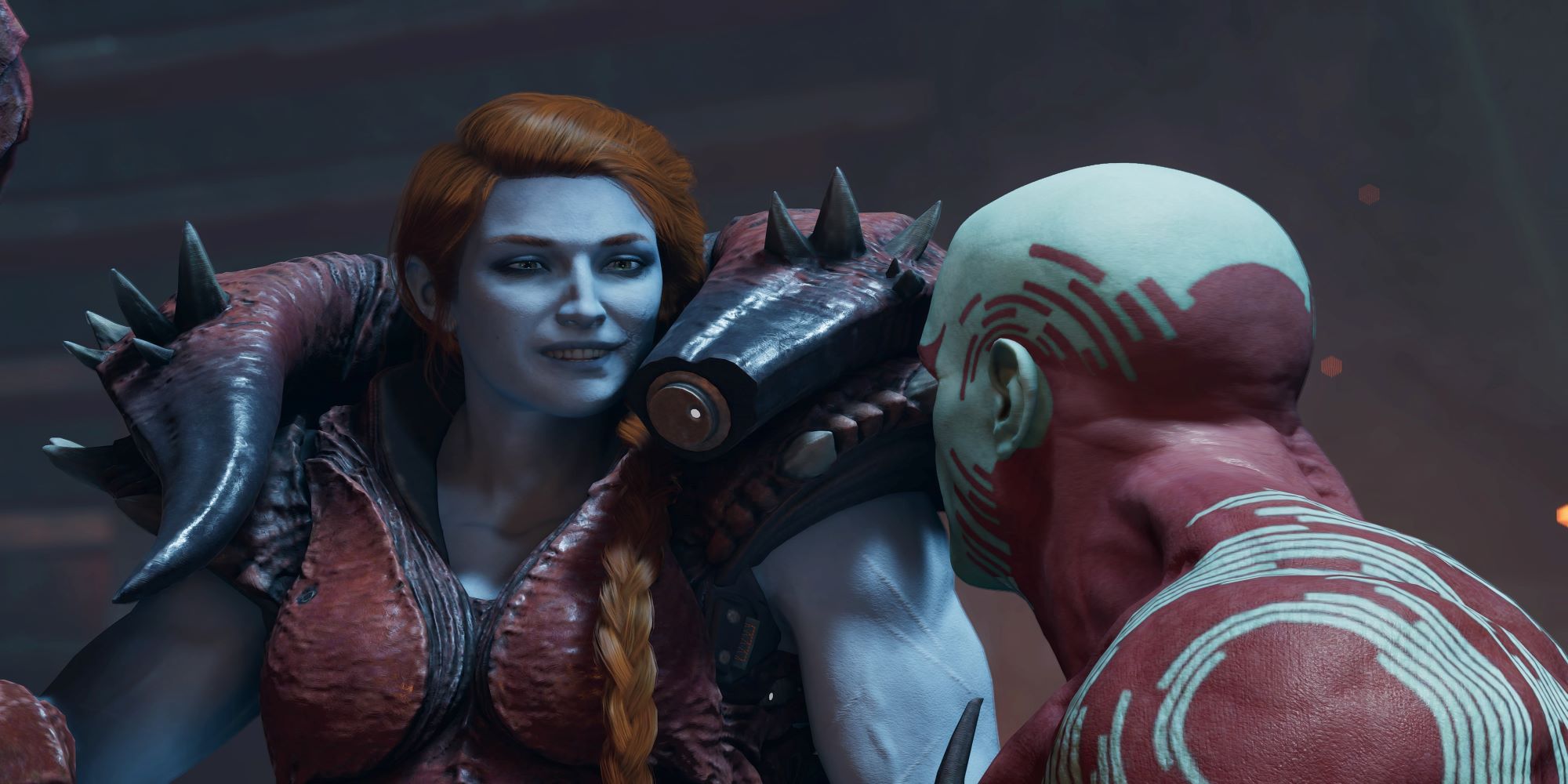 Guardians Of The Galaxy Lady Hellbender Smiling At Drax