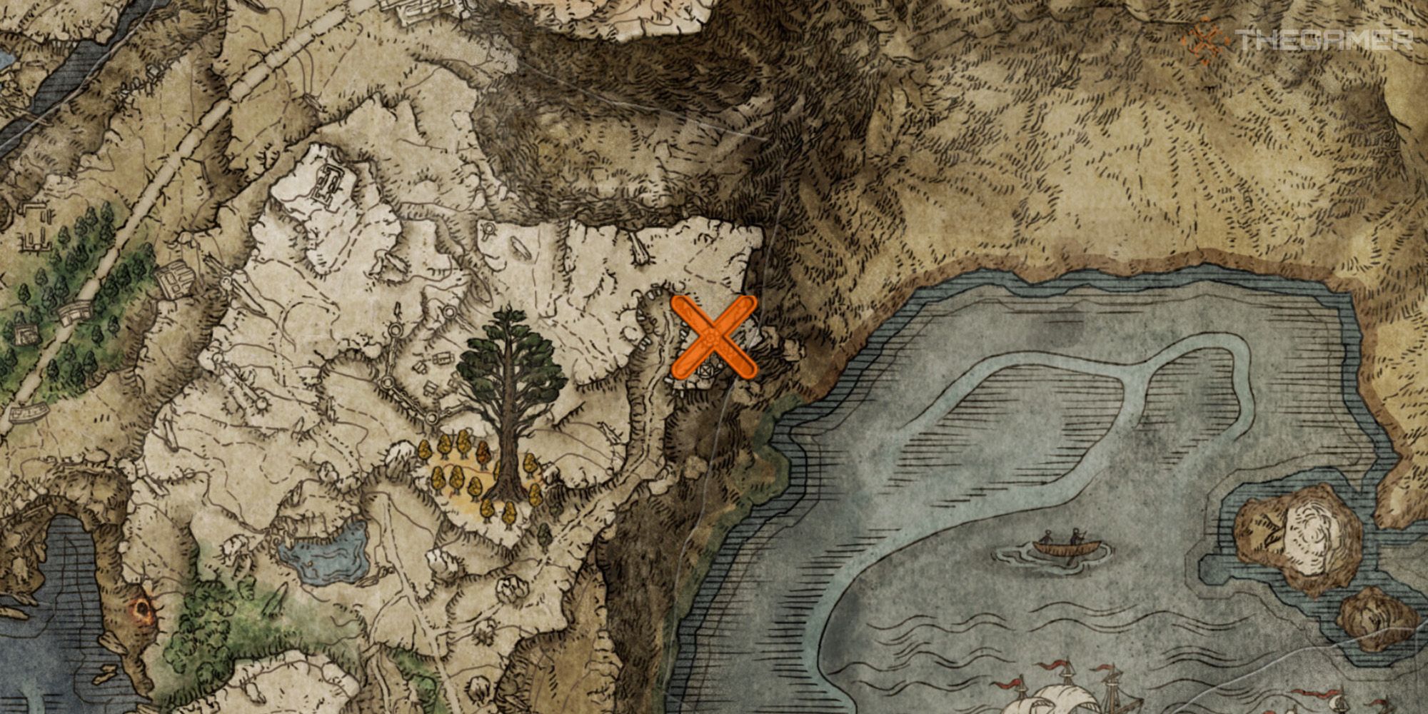Mapa que muestra la ubicación del Cañón de Hechicería Haima en Elden Ring