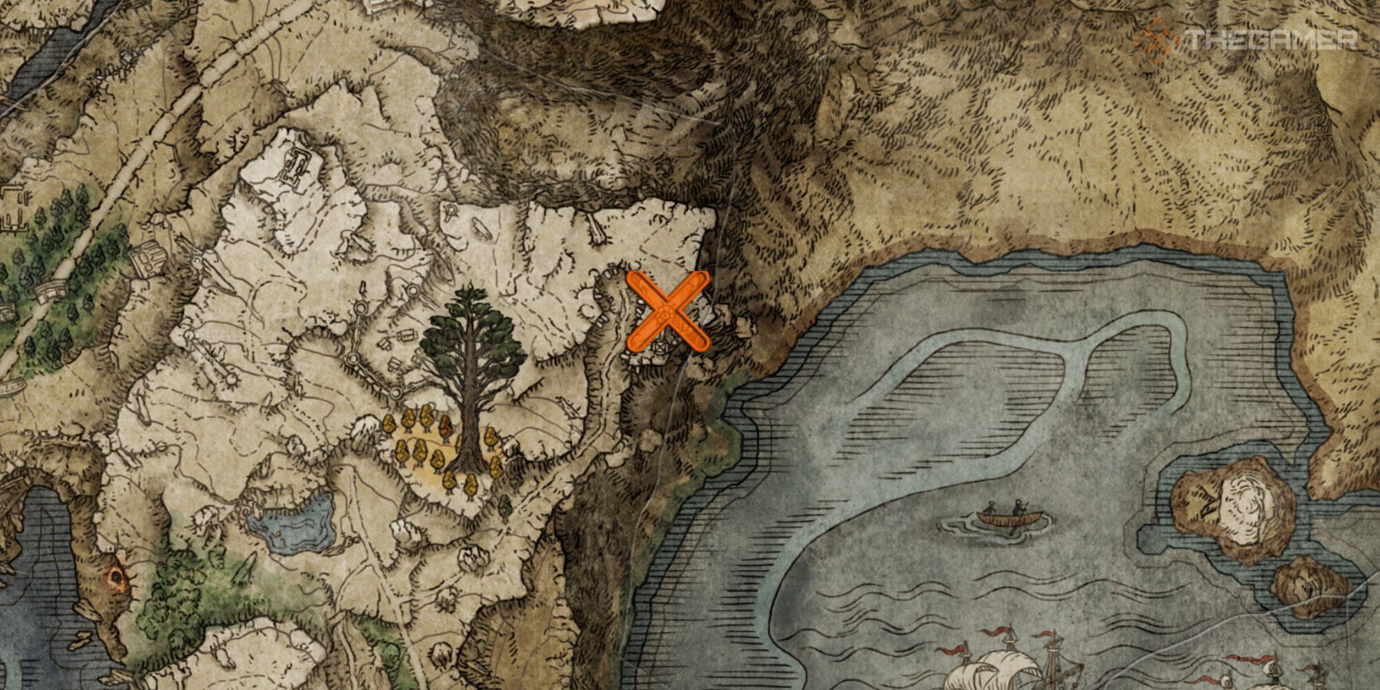 Mapa que muestra la ubicación del Mazo de Hechicería Haima en Elden Ring