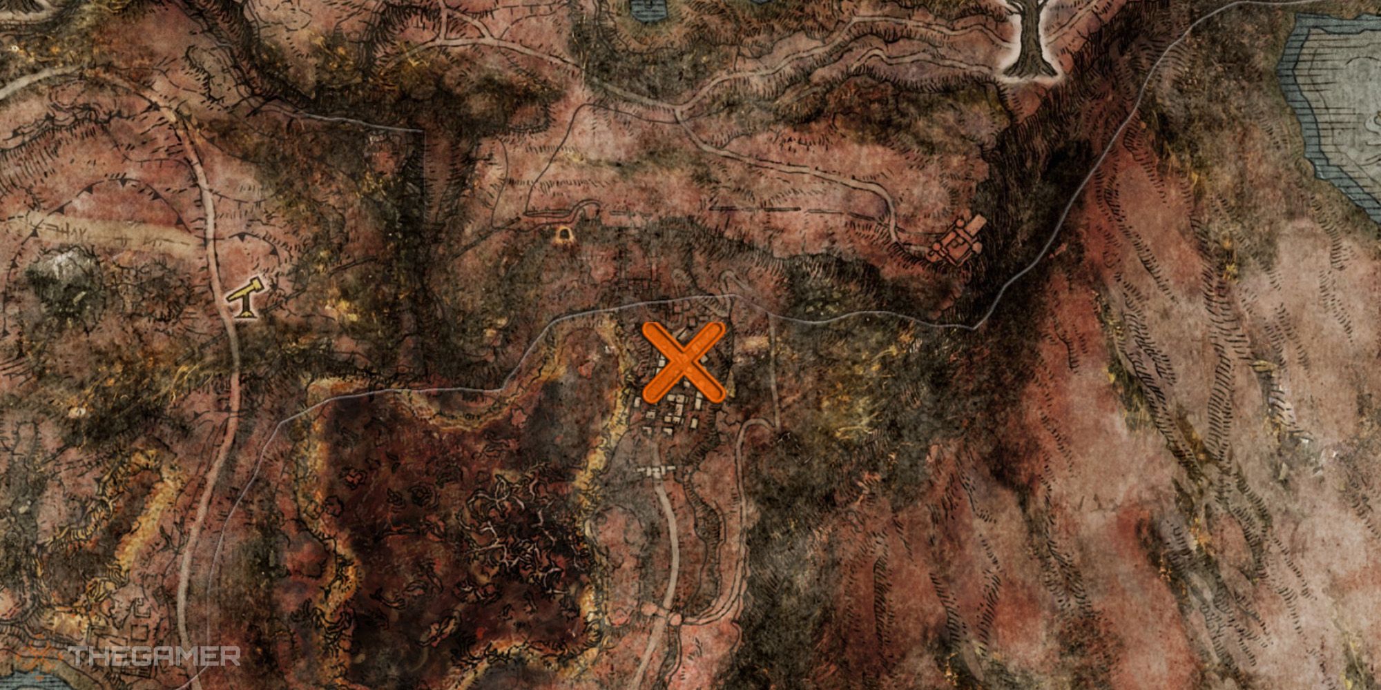 Mapa que muestra la ubicación de la Hechicería Cometa Nocturna en Elden Ring
