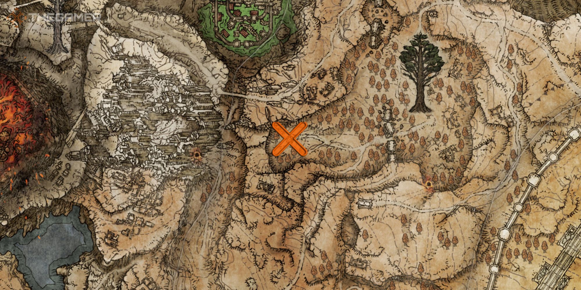 Mapa que muestra la ubicación de las hechicerías Forma Invisible y Hoja Invisible en Elden Ring