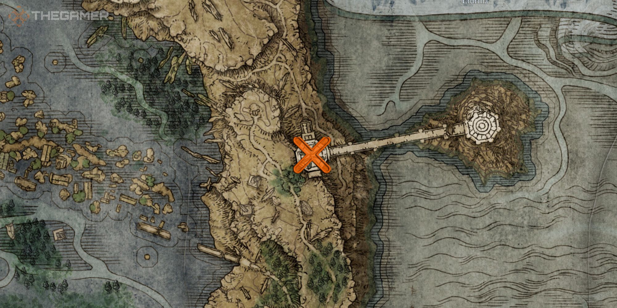 Mapa que muestra la ubicación de la preceptora Miriam dentro de Liurna en Elden Ring
