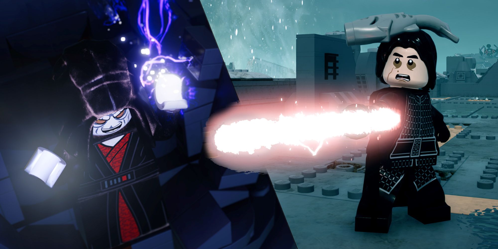 Split image with Kylo and Palpatine