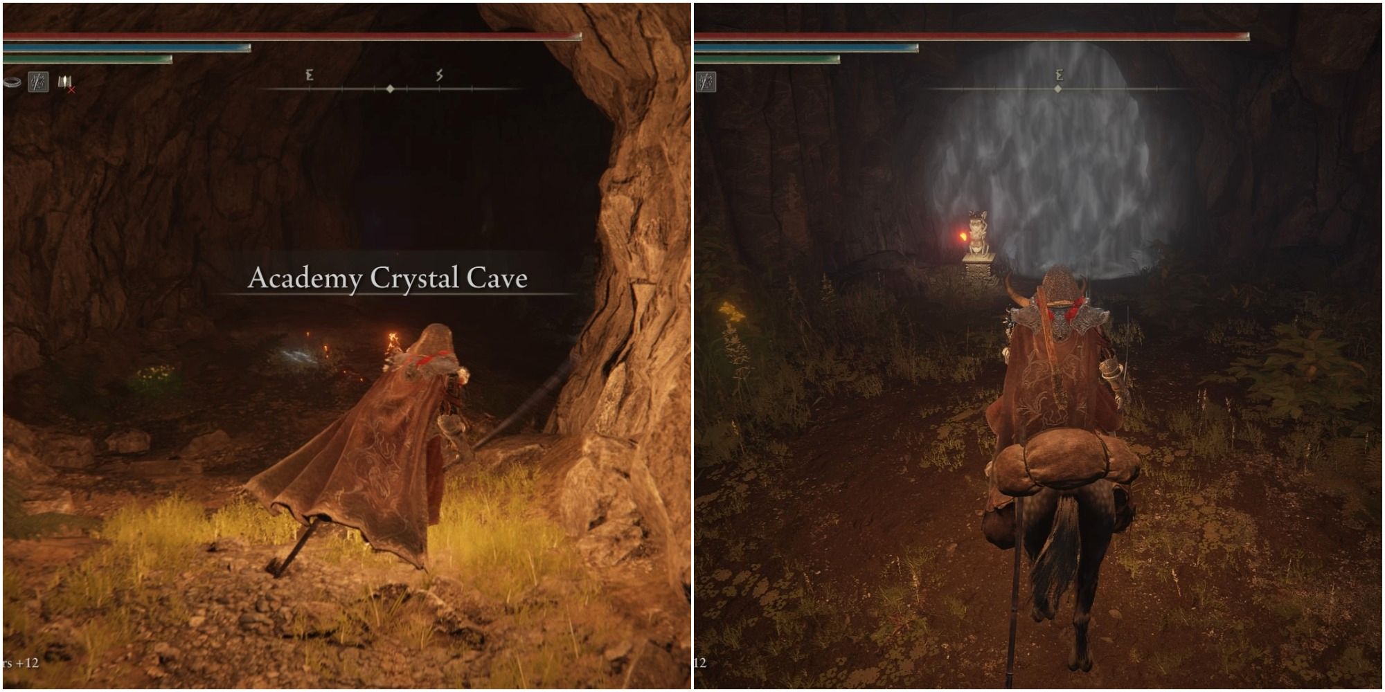 Split images showing the Academy Crystal Cave.