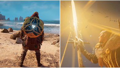 Assassin's Creed Valhalla Best Weapons Featured Split Image Shield and Shield