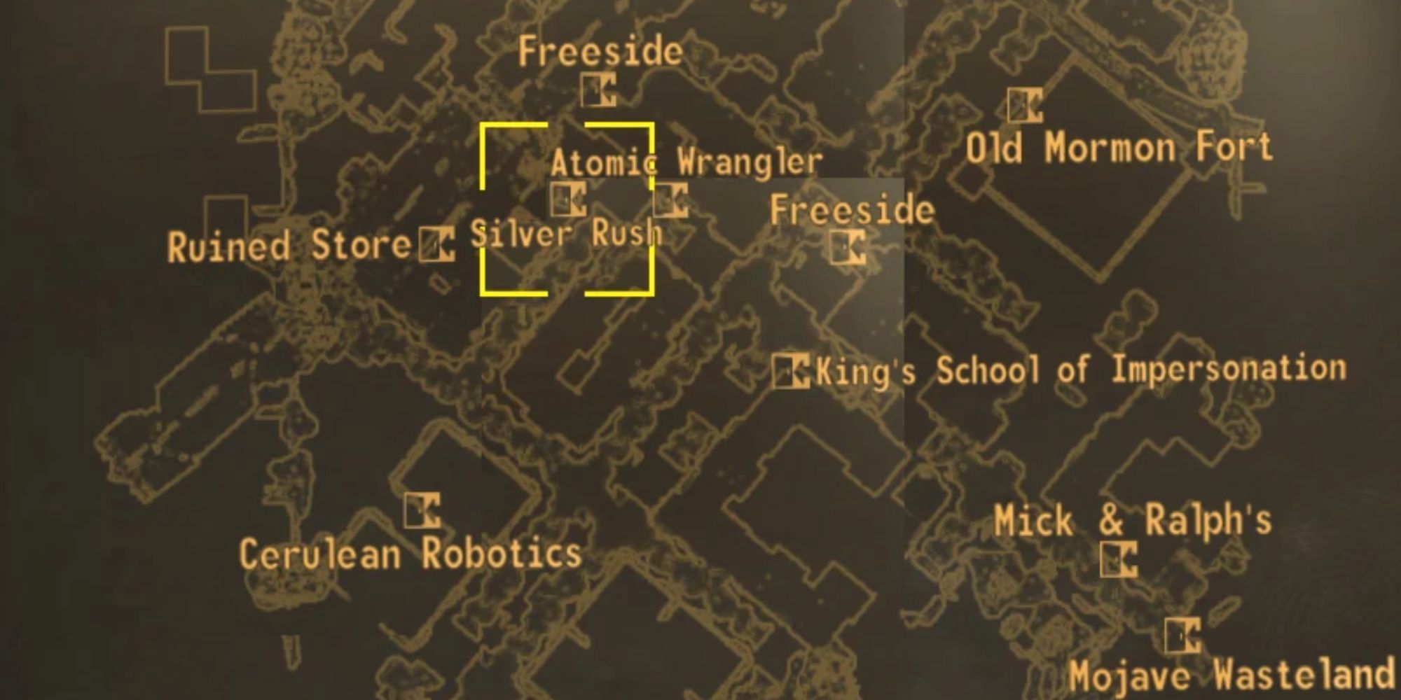 Ubicación de Fallout New Vegas Silver Rush en el mapa