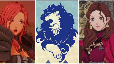 Fire Emblem Warriors Three Hopes Hapi and Dorothea and the Blue Lions flag