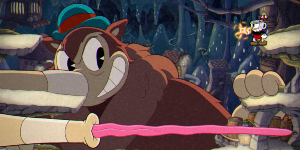 Cuphead The Delicious Course, The Moonshine Mob, Phase 3, Anteater sacando la lengua encogido