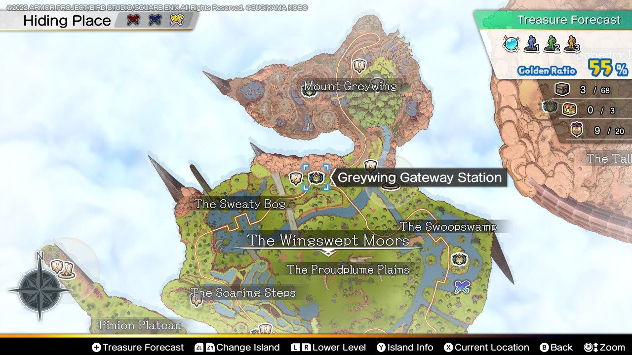 Dragon Quest Treasures, The Railway Station, Wingswept Moors, Greywing Gate Station Mapa