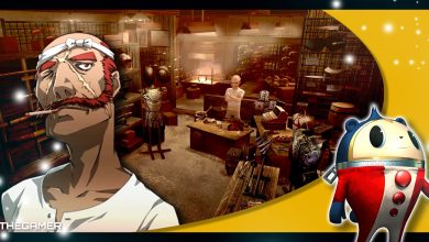 master daidara's sprite overtop of his shop's main room in persona 4 golden with our p4g frame