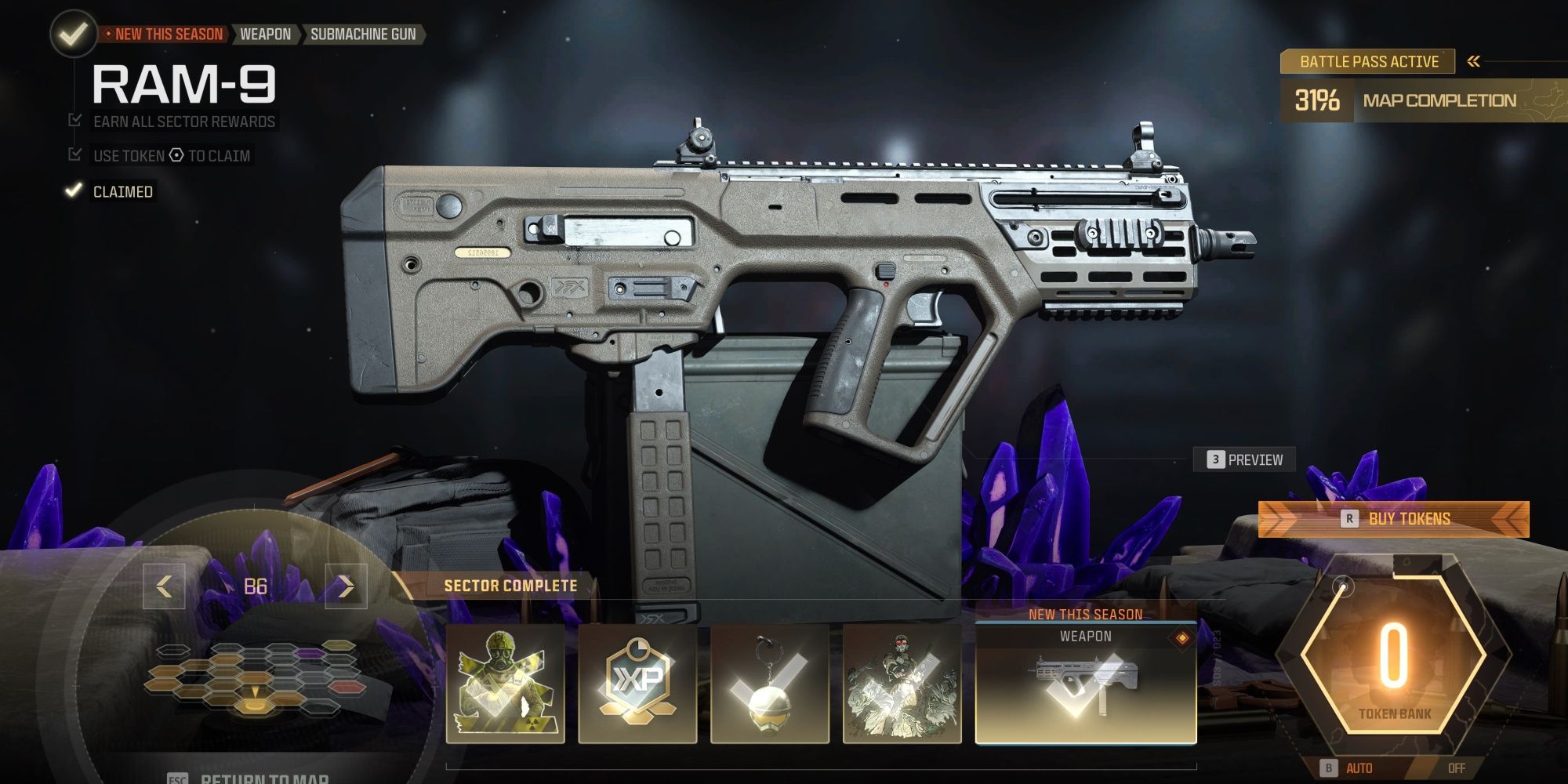 Interfaz de usuario del pase de batalla RAM-9 de Modern Warfare 3