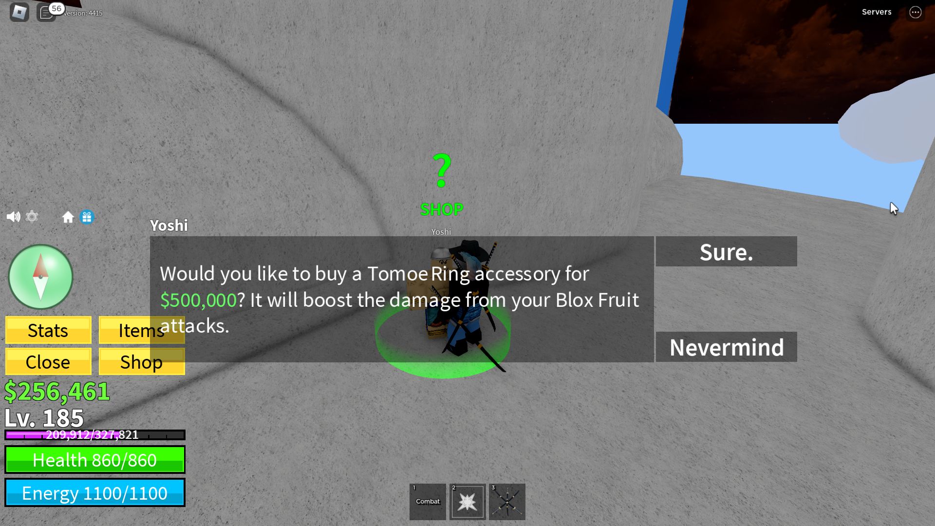 Roblox Blox Fruits, el diálogo de Yoshi sobre Tomoe Ring