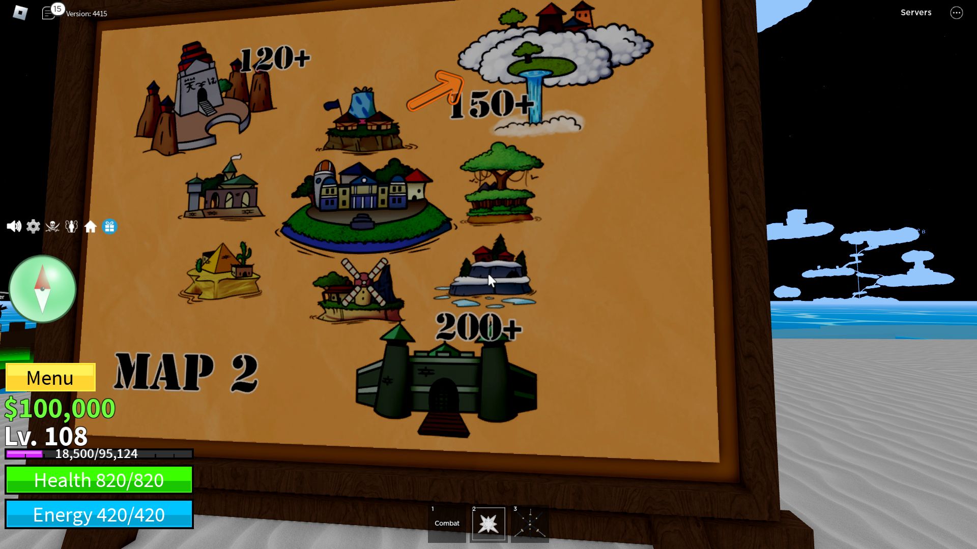 Ubicación de Roblox Blox Fruits, Skylands en el mapa