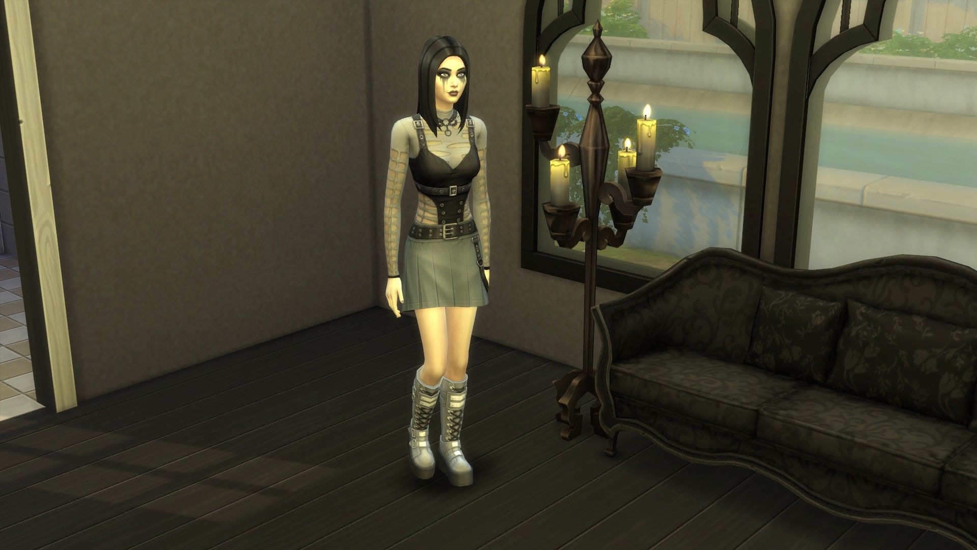 Sims 4 mujer gótica posando