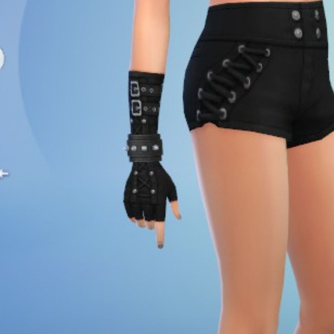 sim usando guantes en sims 4 goth en abundancia