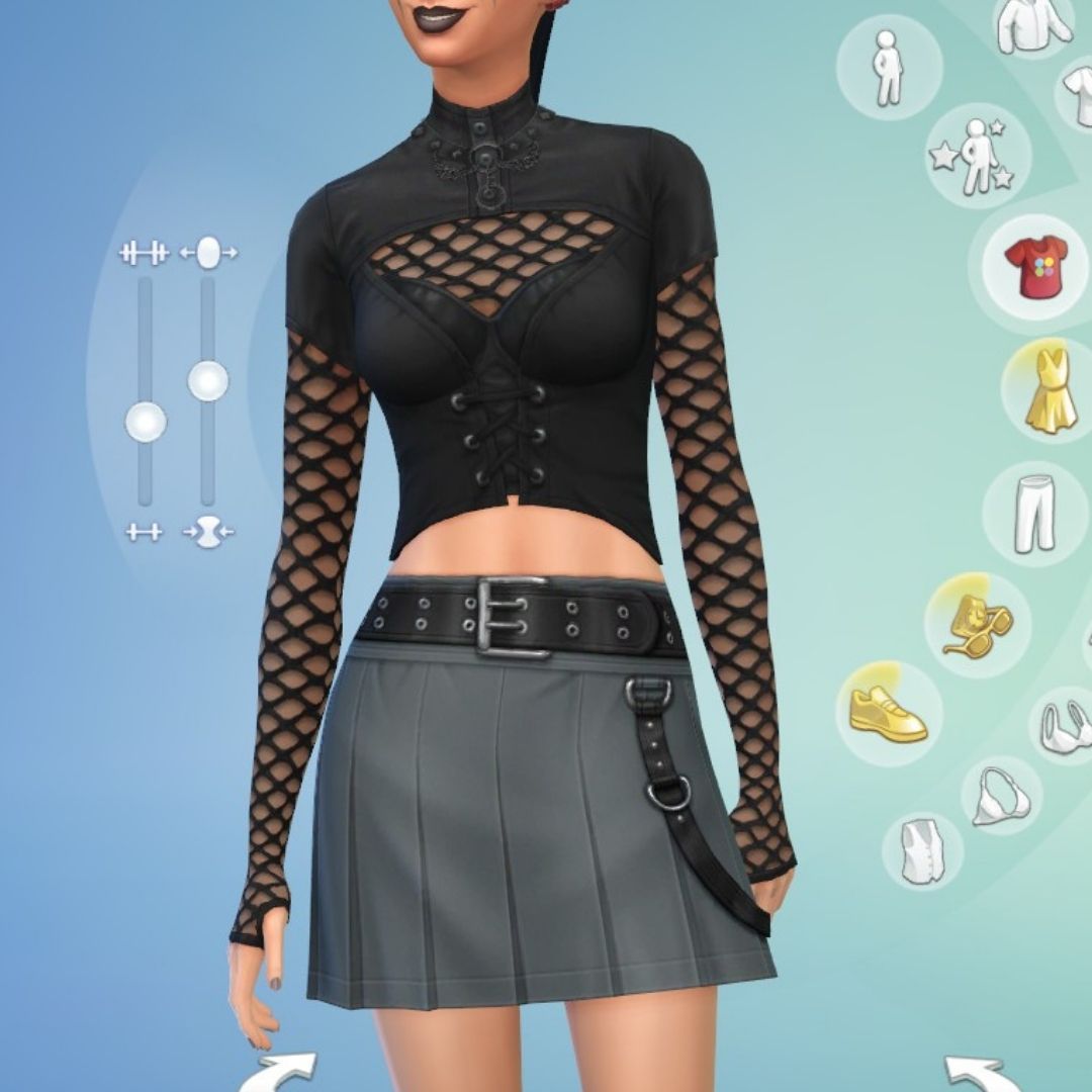 sim vistiendo manga larga corta en sims 4 gótico en abundancia