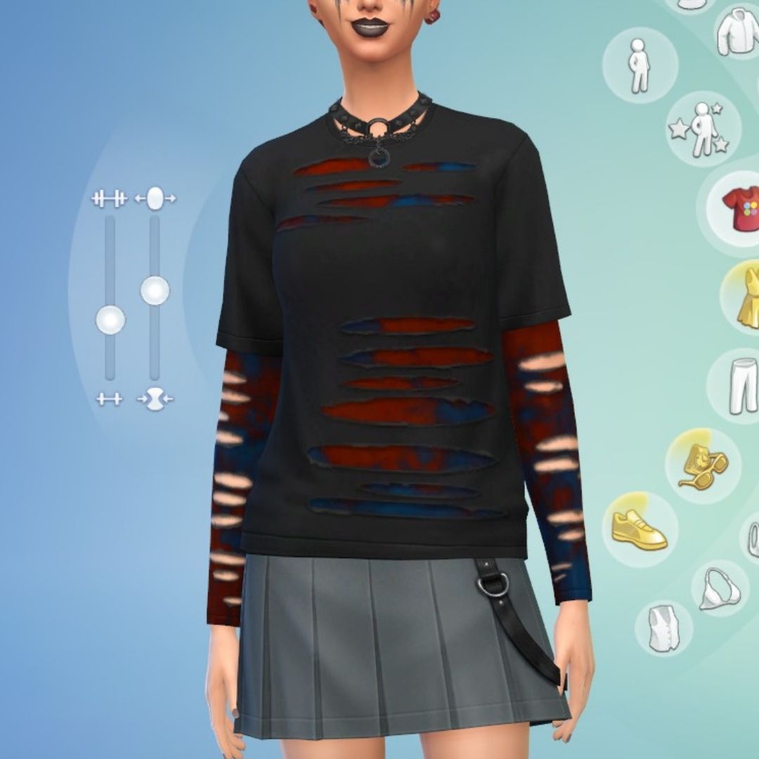 Sim con camiseta sencilla en Sims 4 gótico en abundancia