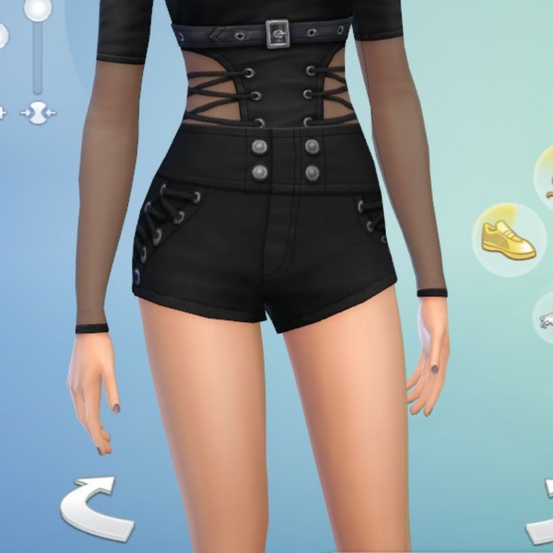 sim usando pantalones cortos en sims 4 gótico en abundancia