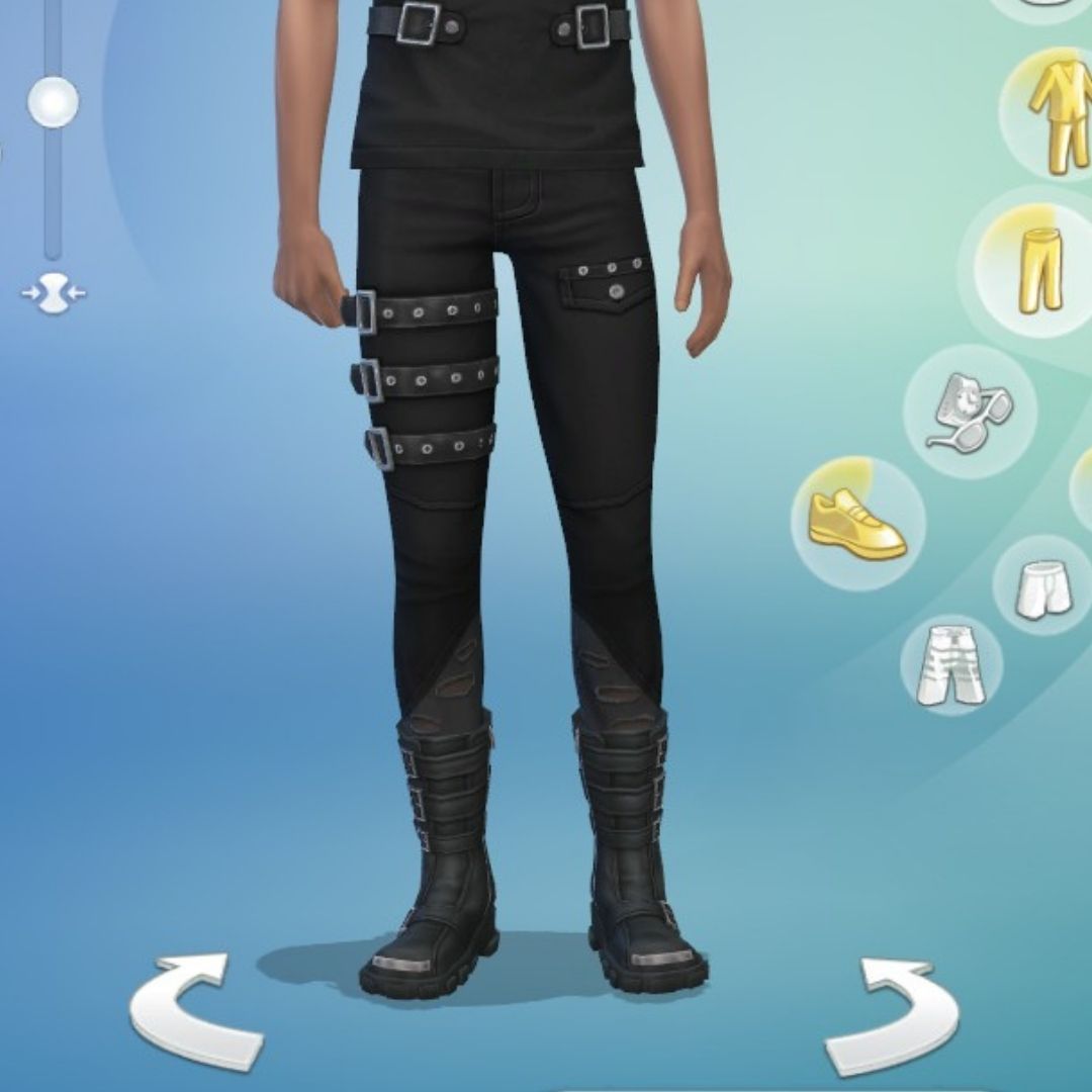 Sim usando jeans en Sims 4 gótico en abundancia