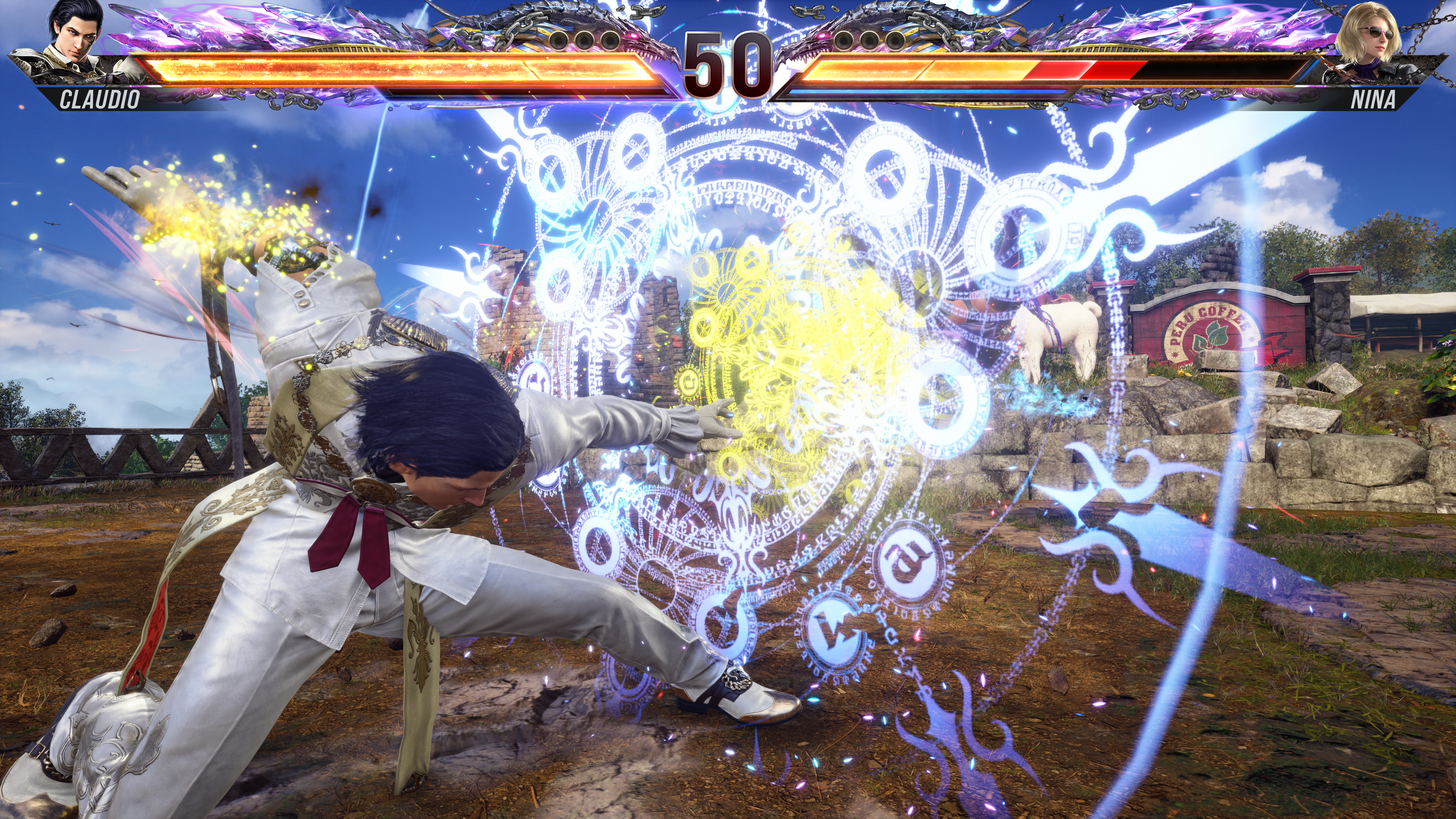 Claudio realizando su Heat Smash sobre Nina en Tekken 8