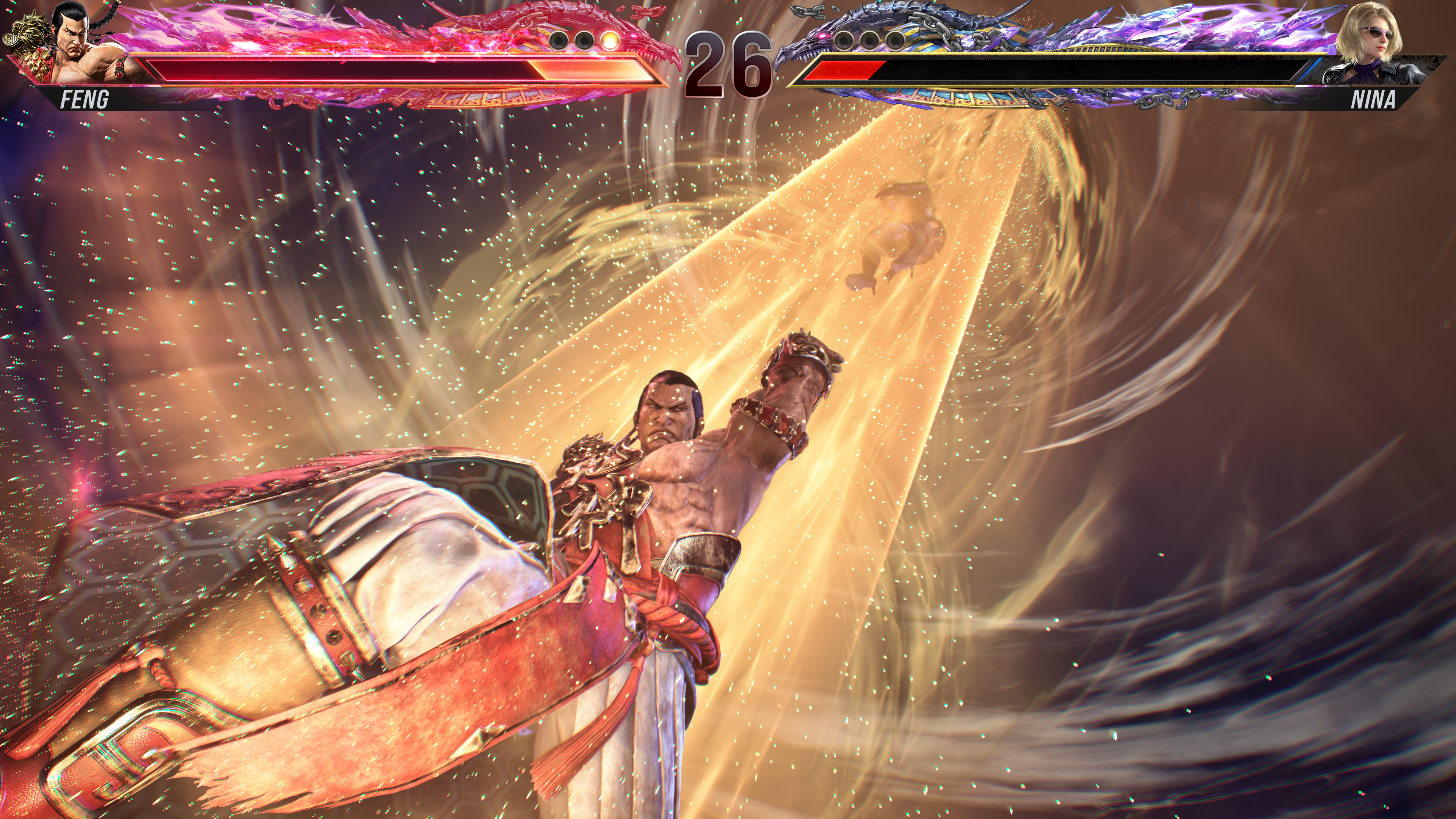Feng realizando su Rage Art en Nina en Tekken 8