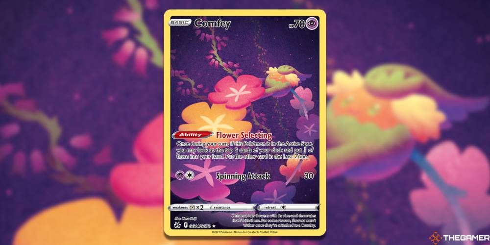 Galería Galarian de Comfey del set Crown Zenith en Pokémon TCG.