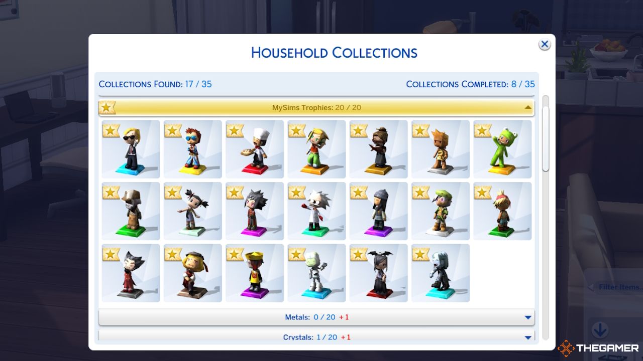 La colección doméstica de trofeos MySims completa