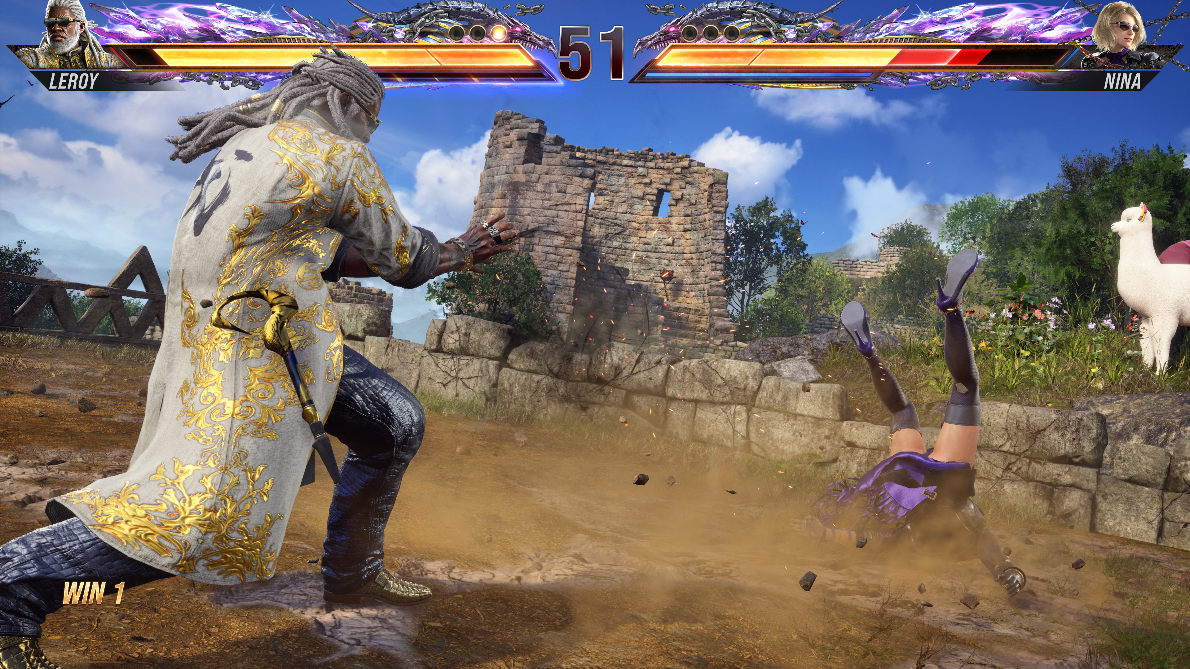 Leroy ejecutando su Heat Smash sobre Nina en Tekken 8