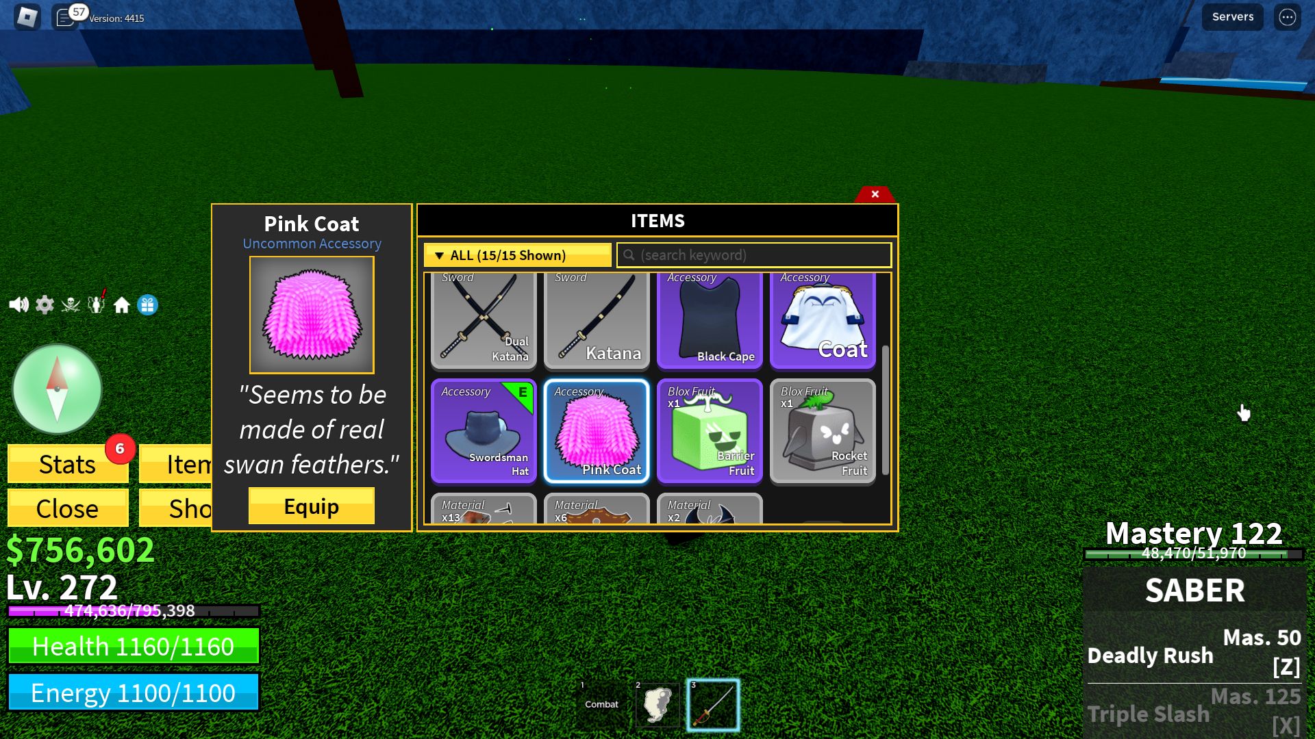 Roblox Blox Fruits, el abrigo rosa en los artículos
