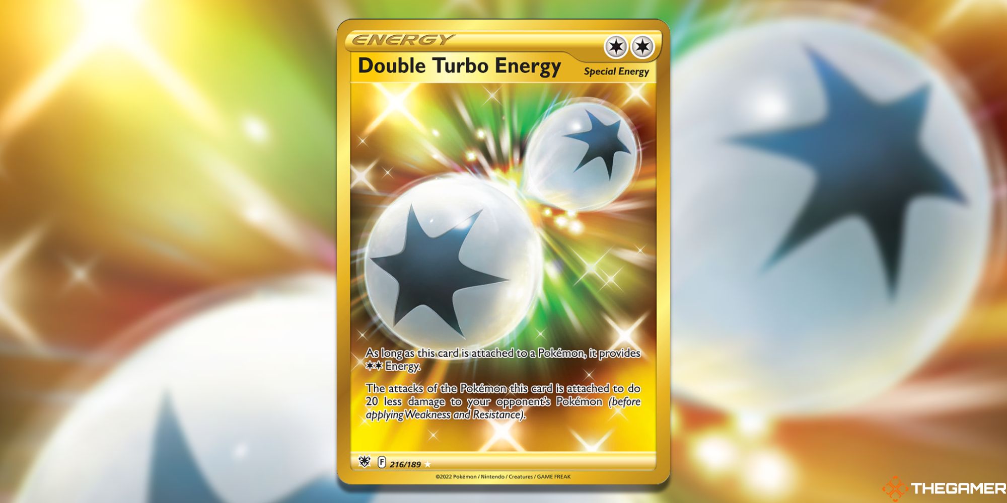 Tarjeta secreta rara de Pokémon TCG Double Turbo Energy