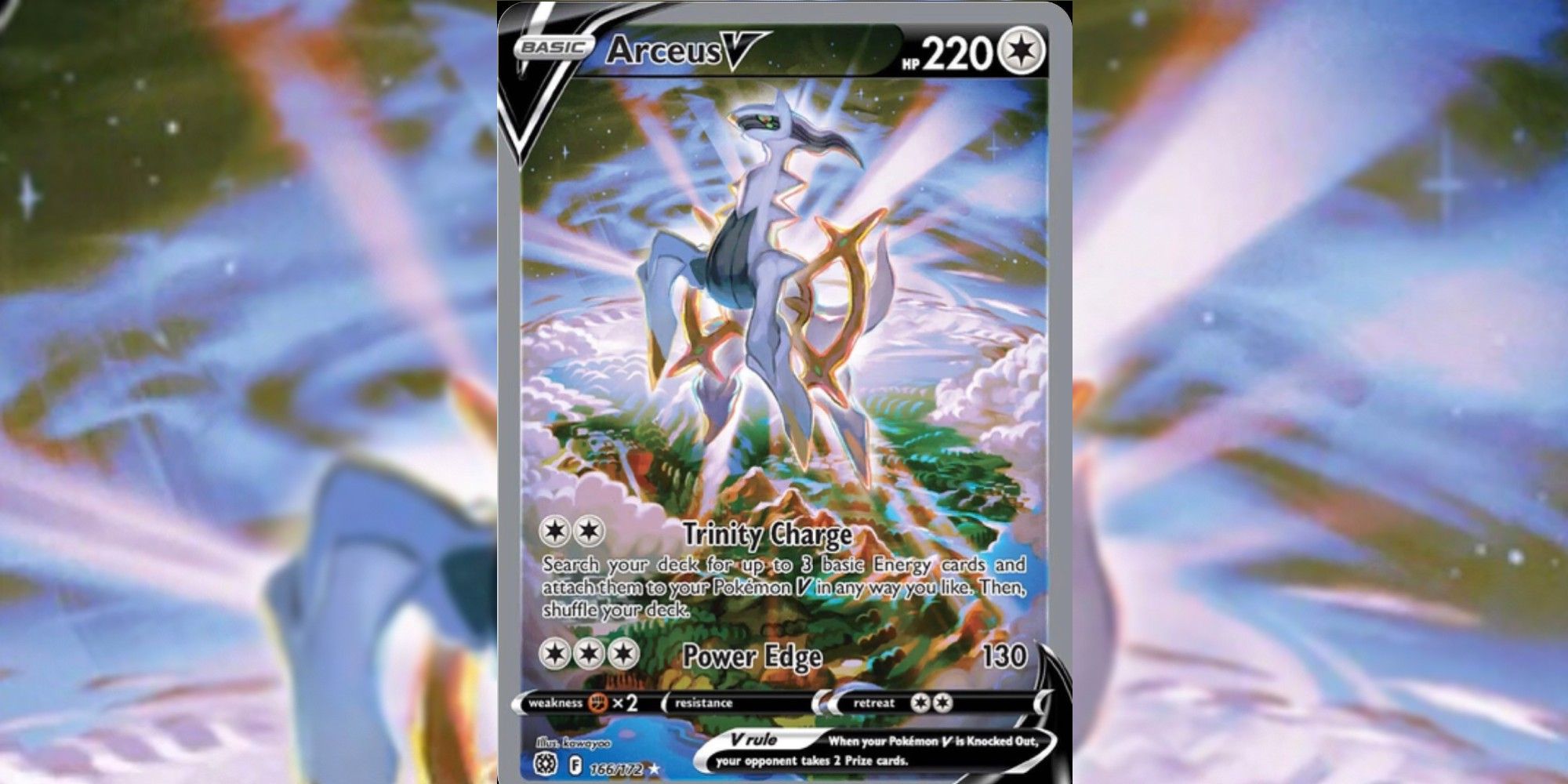 Tarjeta Arceus V con fondo borroso