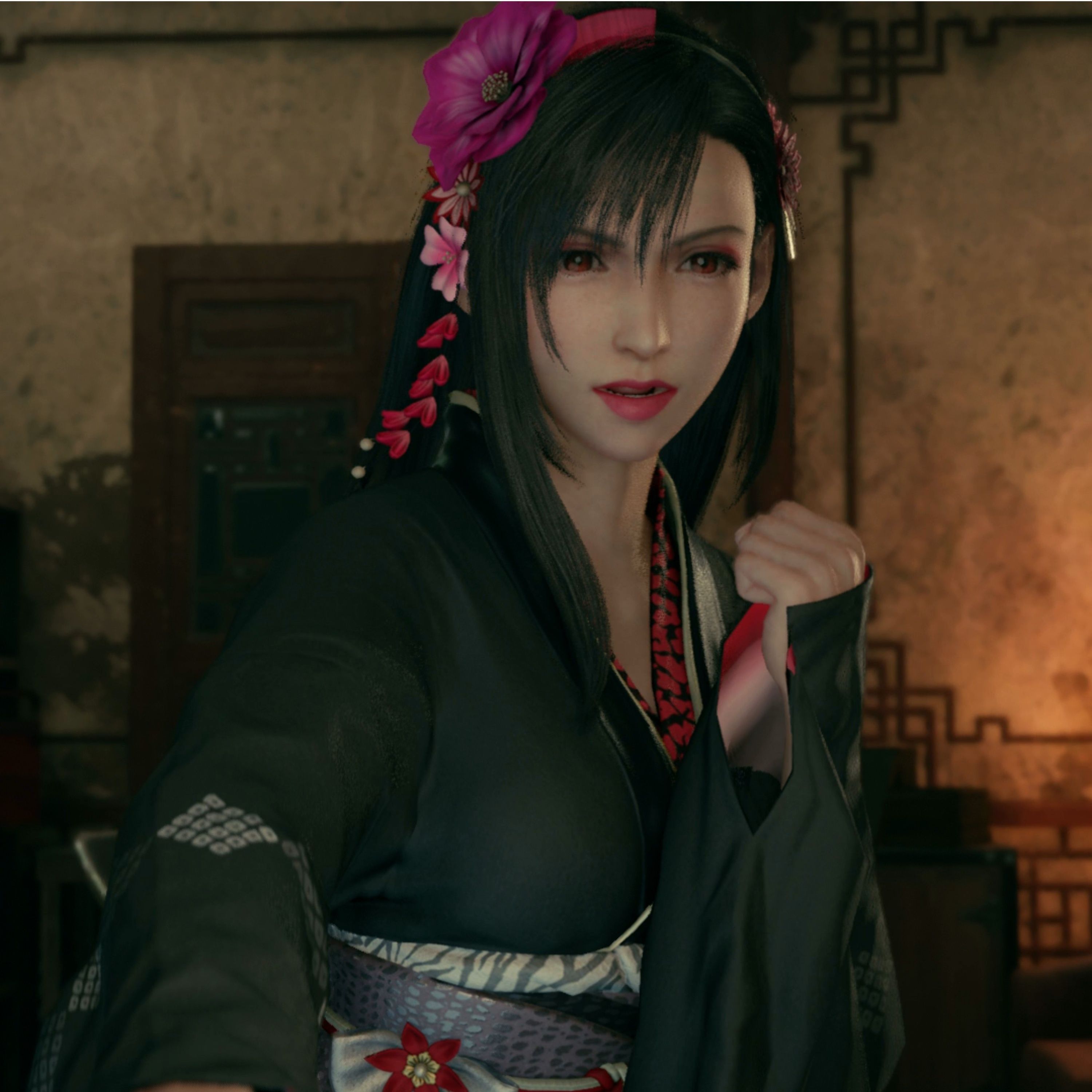 Tifa con el vestido Something Exotic en FF7 Remake