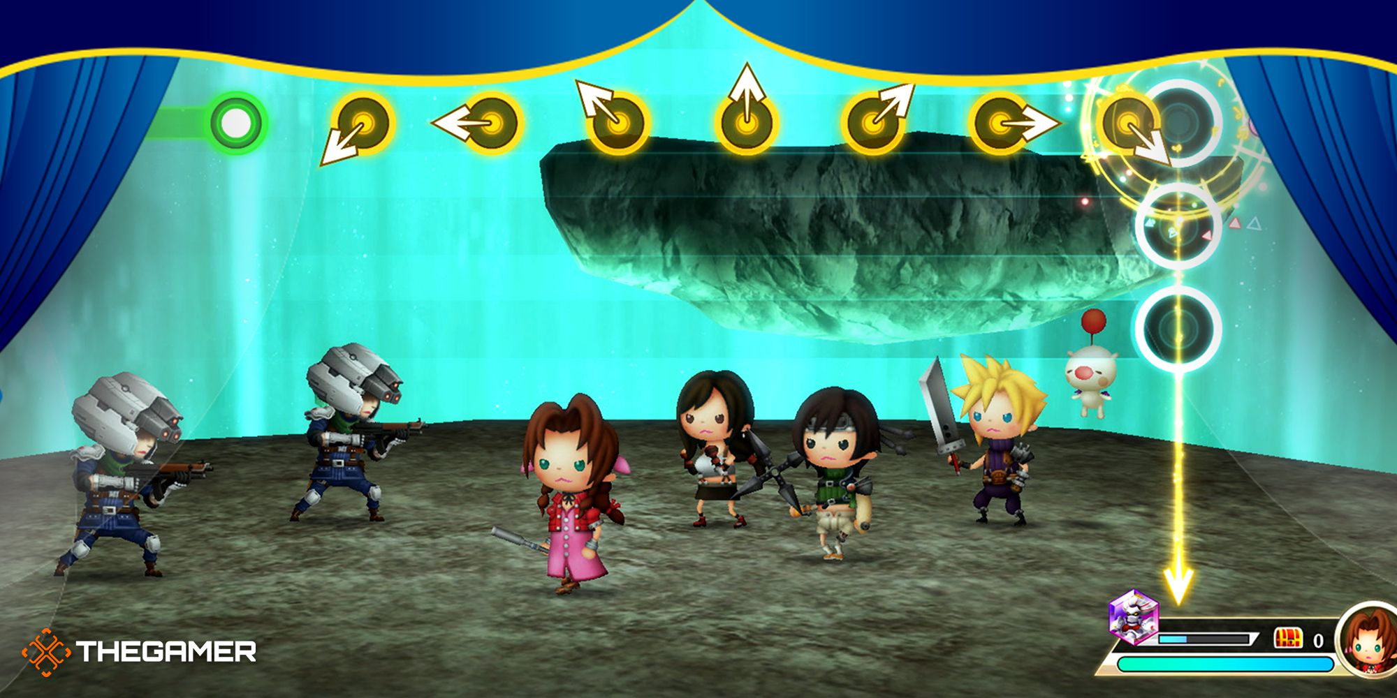 Pantalla de juego de Theatrhythm Fantasy.