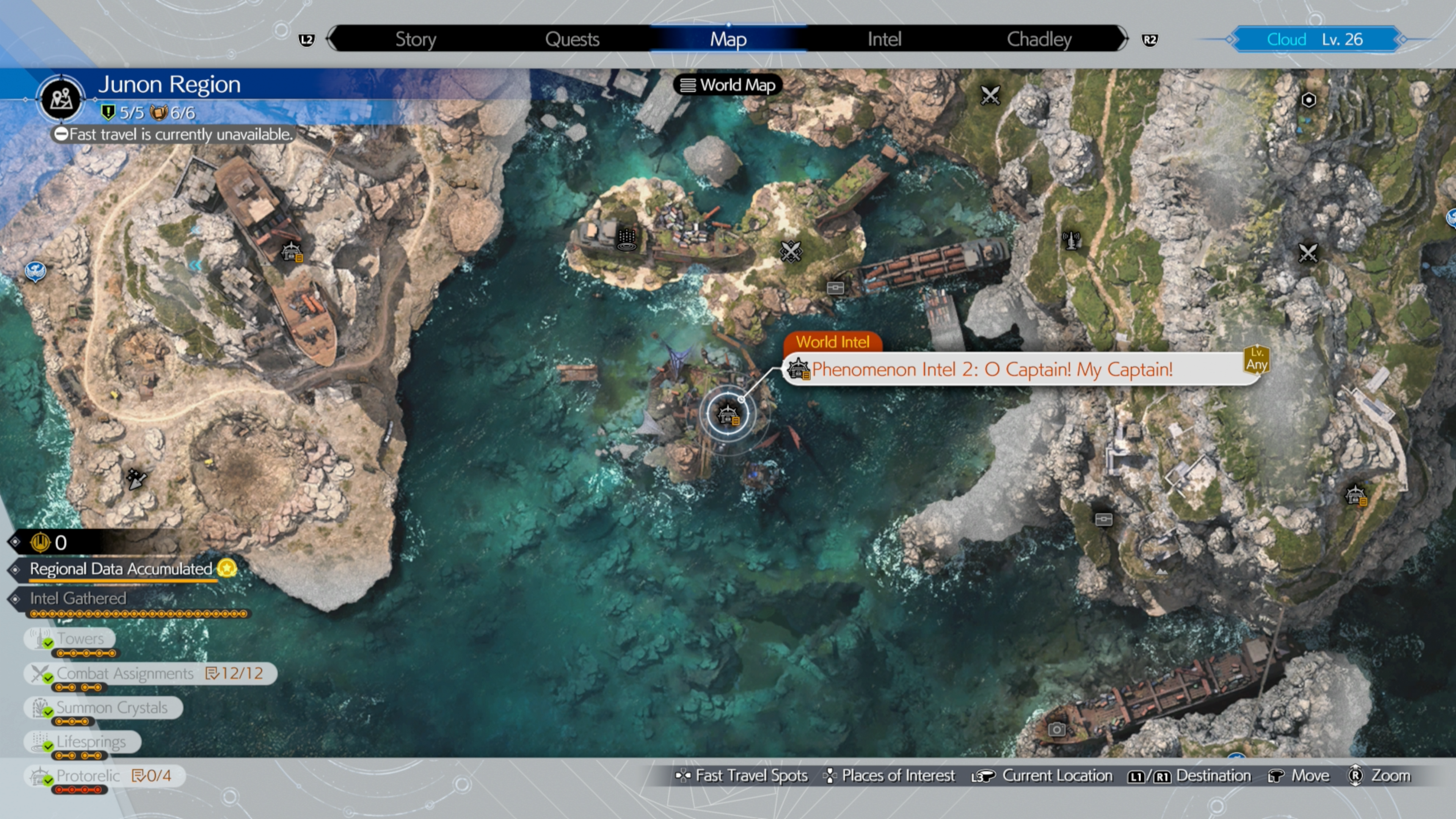 La ubicación del segundo fenómeno Intel en tu mapa en la región de Junon en Final Fantasy 7 Rebirth