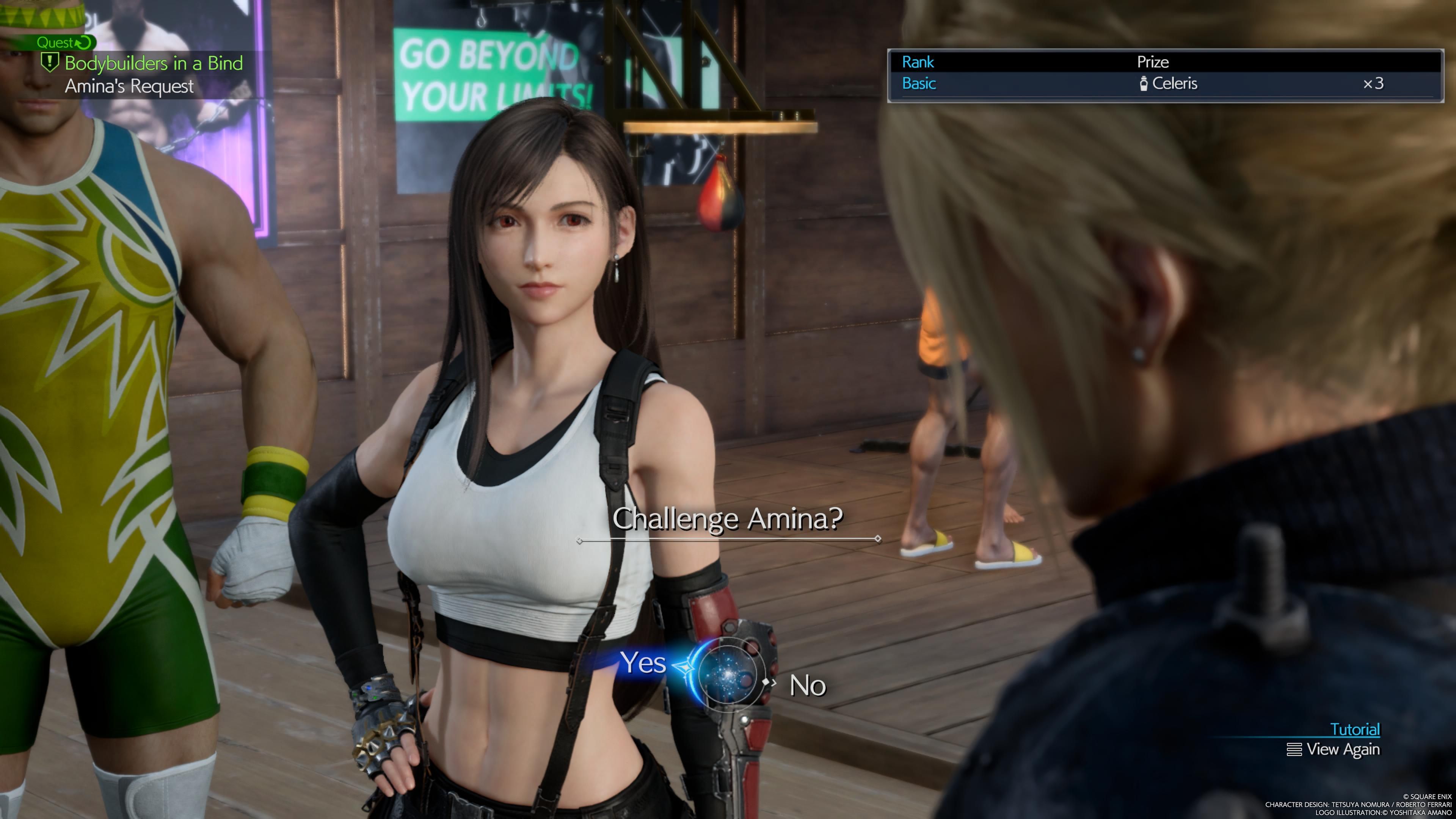 Tifa está a punto de aceptar desafiar a Amina - FF7 Rebirth
